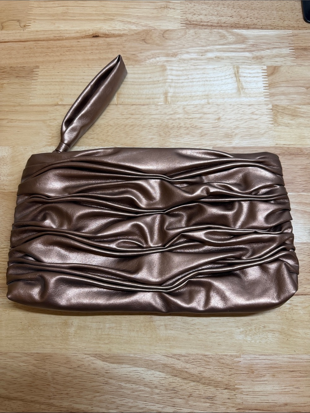 Elizabeth Arden Metallic Bronze Ruched Wristlet NWOT